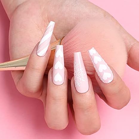 Long Fake Nails - Clear Acrylic Coffin Shaped Ballerina Nails Tips 500pcs Full Cover False Artificial Nails with Case for Salons and DIY Nail Art, 10 Sizes