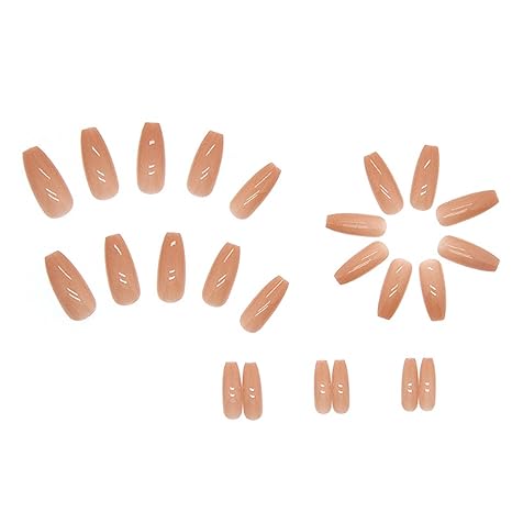 Coffin Long Press on Nails Ballerina Nude Fake Nails Acrylic Full Cover Pure False Nails for Women and Girls 24PCS