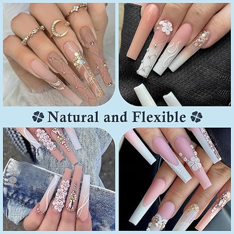 XXL Long Half Cover Coffin Nails Tips, 240 Pcs Clear Gel x Acrylic Nails False Nail Tips Coffin, 12 Sizes Press On Nails Coffin with Box for Women & Girls Nail Extension